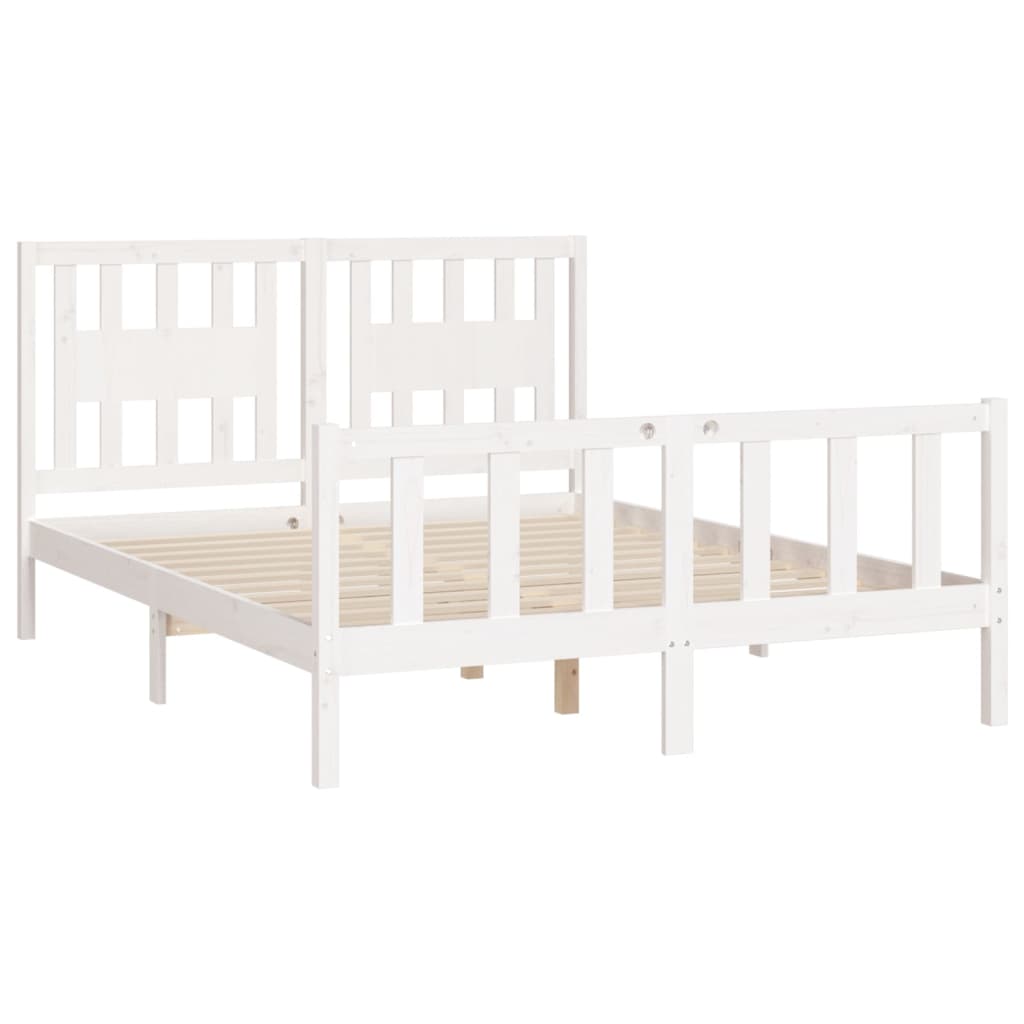 Estrutura de cama com cabeceira 120x200 cm pinho maciço branco