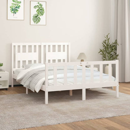 Estrutura de cama com cabeceira 120x200 cm pinho maciço branco