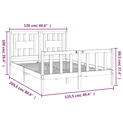 Estrutura de cama com cabeceira 120x200 cm pinho maciço preto