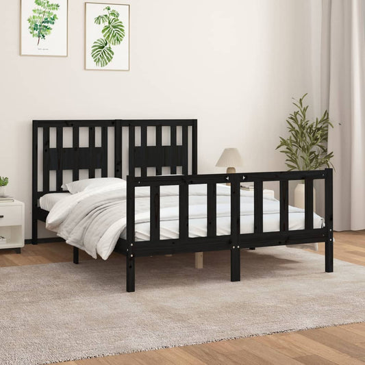 Estrutura de cama com cabeceira 120x200 cm pinho maciço preto