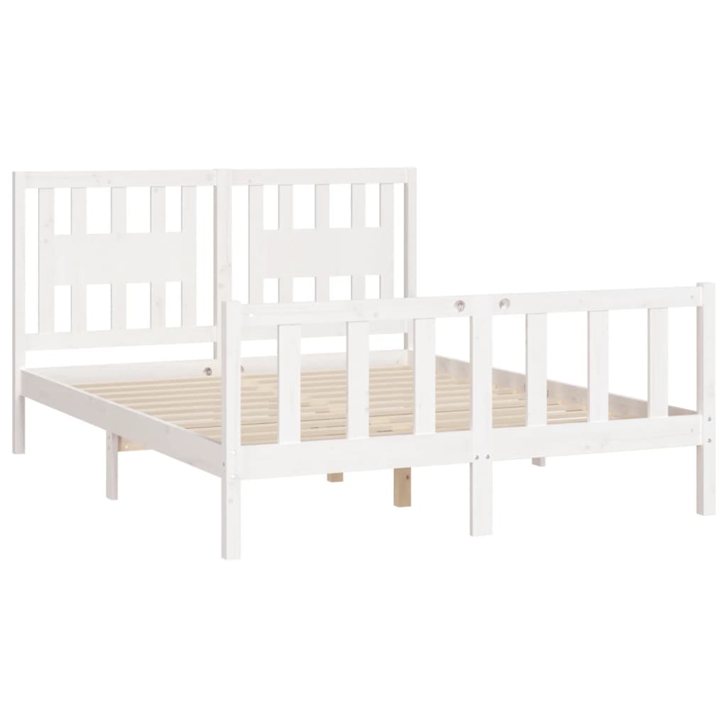 Estrutura de cama com cabeceira 140x200 cm pinho maciço branco