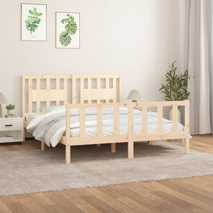 Estrutura de cama casal com cabeceira 150x200 cm pinho maciço