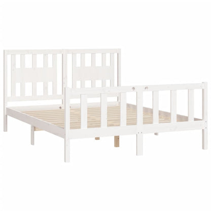 Estrutura cama casal c/ cabeceira 150x200cm pinho maciço branco