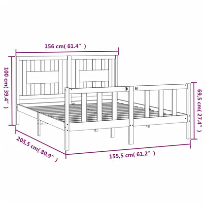 Estrutura cama casal c/ cabeceira 150x200cm pinho maciço branco