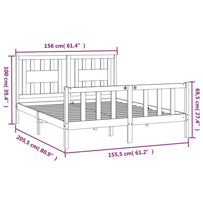 Estrutura cama casal c/ cabeceira 150x200cm pinho maciço cinza