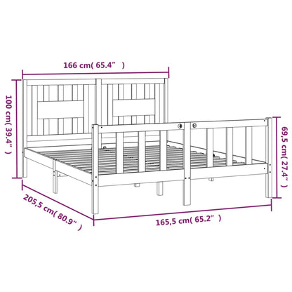 Estrutura de cama com cabeceira 160x200 cm pinho maciço branco