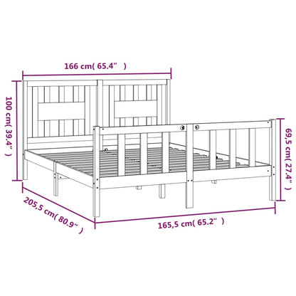 Estrutura de cama com cabeceira 160x200 cm pinho maciço cinza