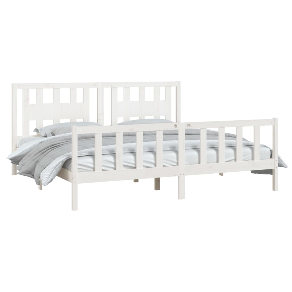 Estrutura de cama com cabeceira 200x200 cm pinho maciço branco