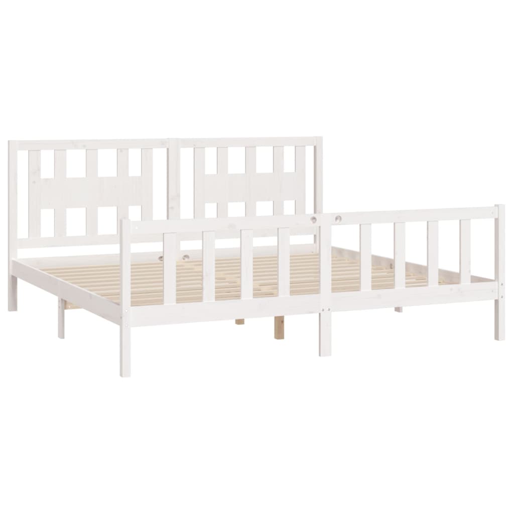 Estrutura de cama com cabeceira 200x200 cm pinho maciço branco