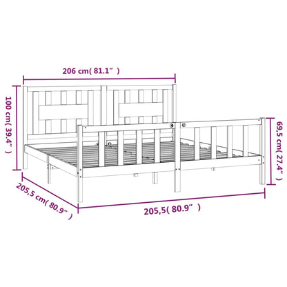 Estrutura de cama com cabeceira 200x200 cm pinho maciço branco