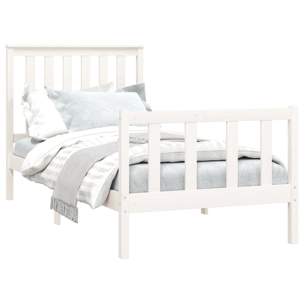 Estrutura de cama com cabeceira 90x200 cm pinho maciço branco