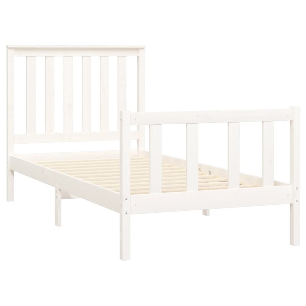 Estrutura de cama com cabeceira 90x200 cm pinho maciço branco