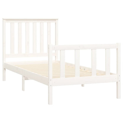 Estrutura de cama com cabeceira 90x200 cm pinho maciço branco