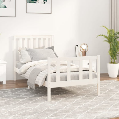 Estrutura de cama com cabeceira 90x200 cm pinho maciço branco