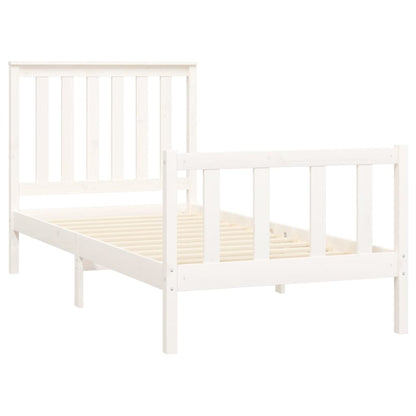 Estrutura de cama com cabeceira 100x200cm pinho maciço branco