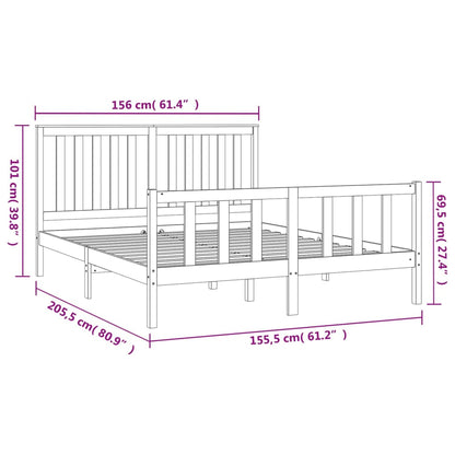 Estrutura de cama king c/ cabeceira 150x200 cm pinho maciço