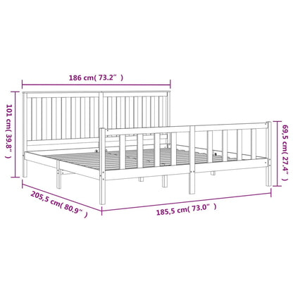 Estrutura de cama king c/ cabeceira 180x200 cm pinho maciço