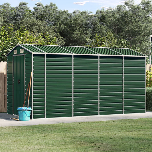 Abrigo de jardim 191x385x198 cm aço galvanizado verde