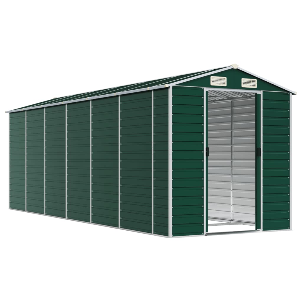 Abrigo de jardim 191x555x198 cm aço galvanizado verde