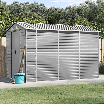 Abrigo de jardim 191x300x198 cm aço galvanizado cinzento-claro