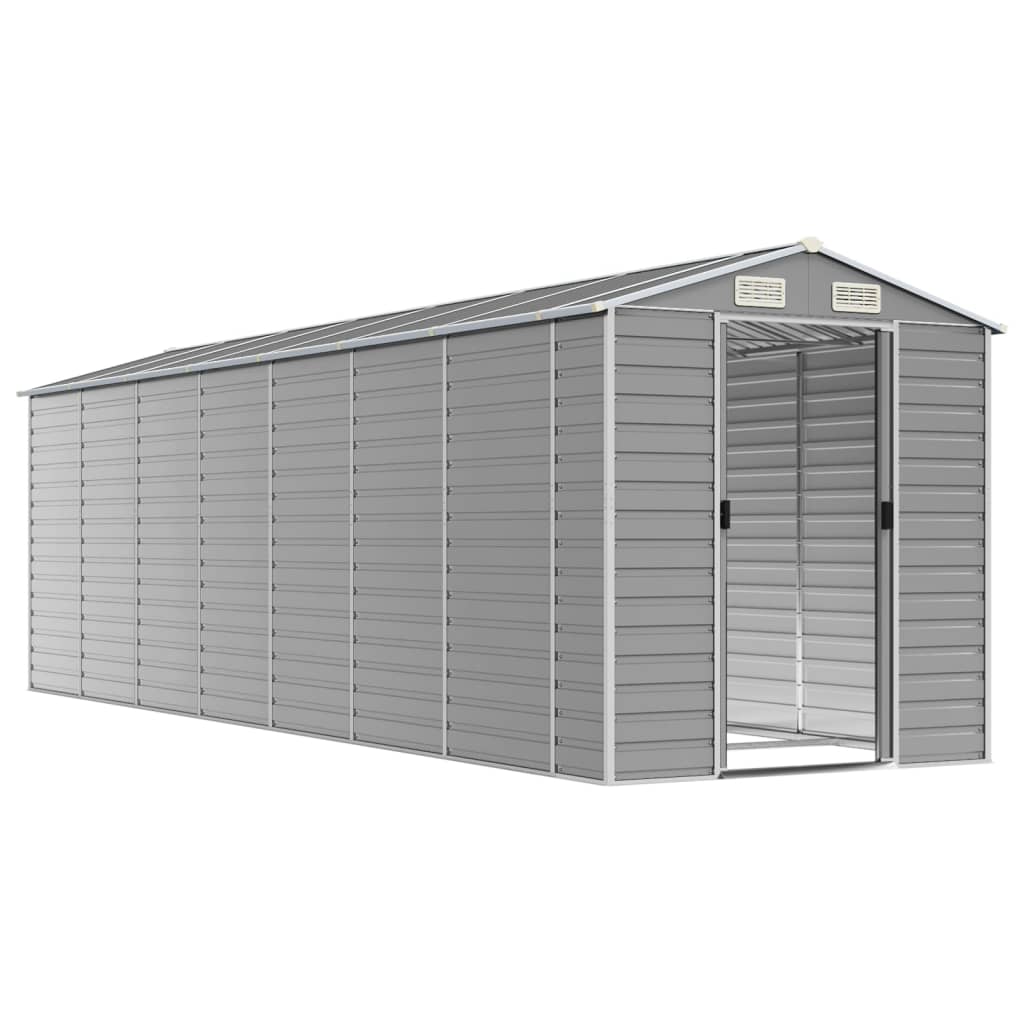 Abrigo de jardim 191x640x198 cm aço galvanizado cinzento-claro