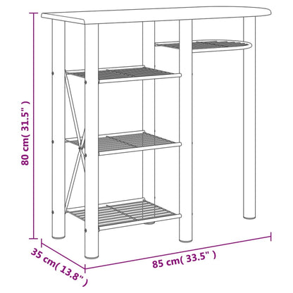 Conjunto de Mesa e 2 Bancos de Bar - Cinzento/Carvalho - Design Moderno