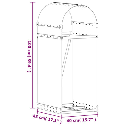 Suporte de lenha 40x45x100 cm aço galvanizado verde