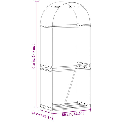 Suporte de lenha 80x45x190 cm aço galvanizado verde