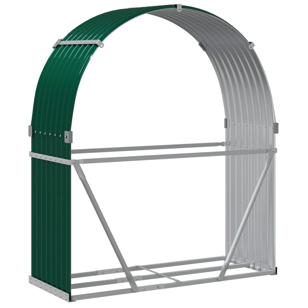 Suporte de lenha 120x45x140 cm aço galvanizado verde