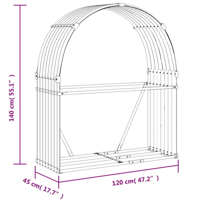 Suporte de lenha 120x45x140 cm aço galvanizado verde