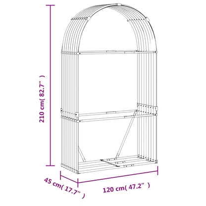 Suporte de lenha 120x45x210 cm aço galvanizado verde