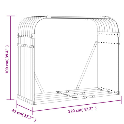 Suporte de lenha 120x45x100 cm aço galvanizado verde