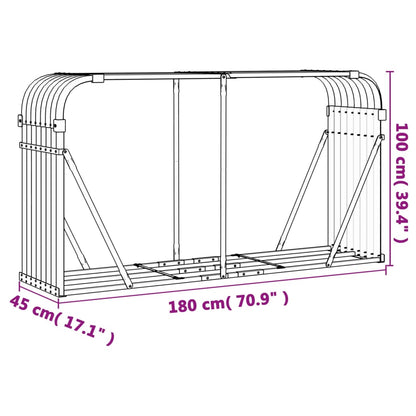 Suporte de lenha 180x45x100 cm aço galvanizado verde