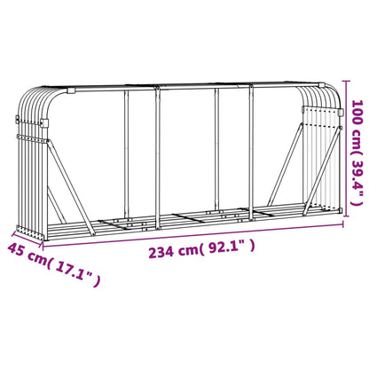 Suporte de lenha 234x45x100 cm aço galvanizado verde