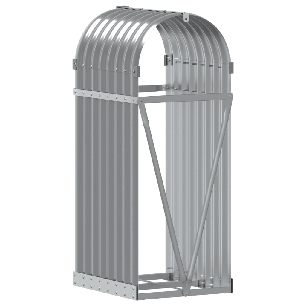 Suporte de lenha 40x45x100 cm aço galvanizado cinza-claro