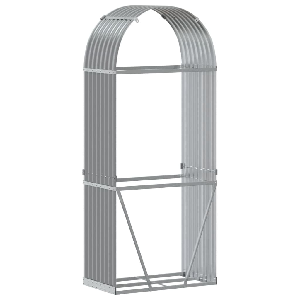 Suporte de lenha 80x45x190 cm aço galvanizado cinza-claro