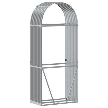 Suporte de lenha 80x45x190 cm aço galvanizado cinza-claro