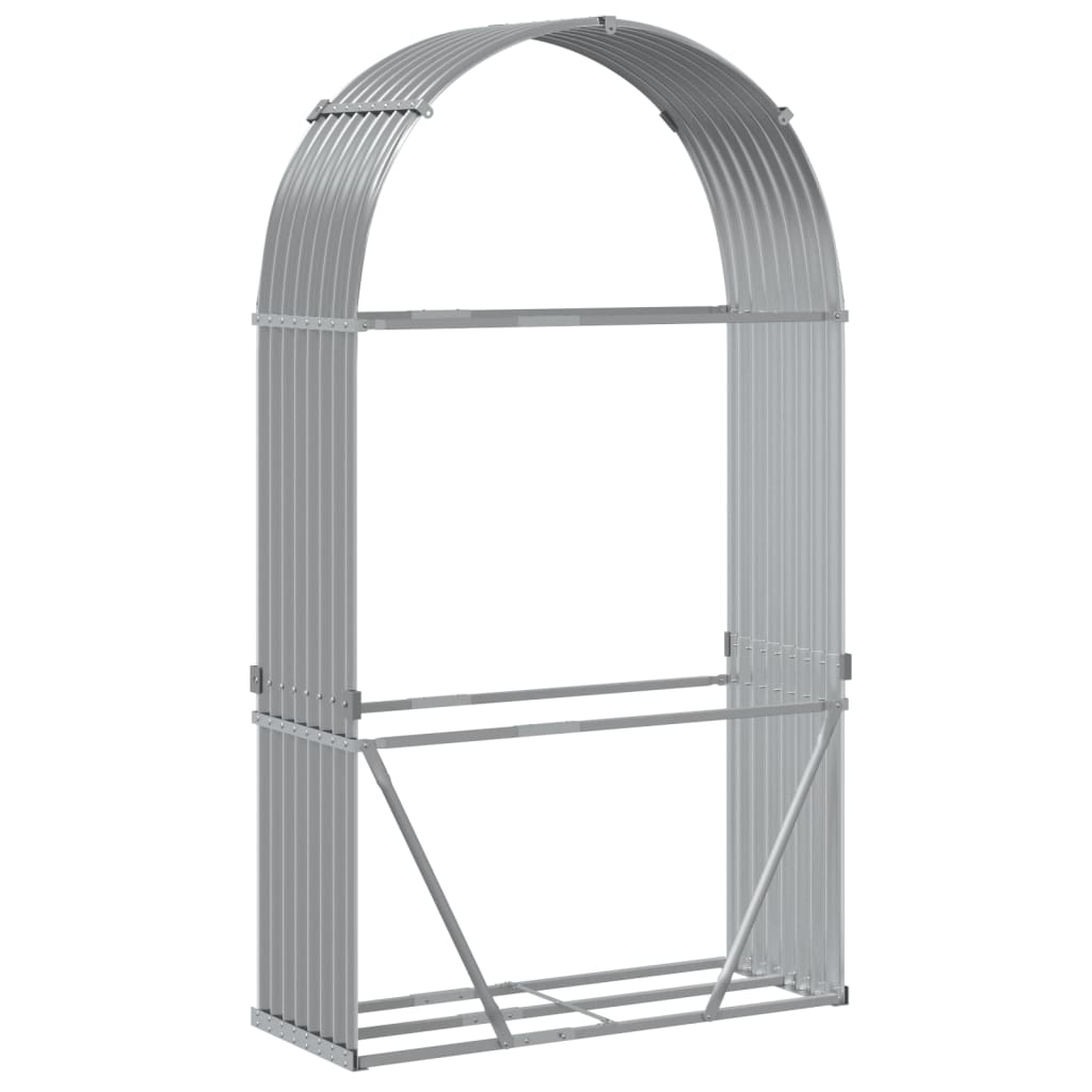 Suporte de lenha 120x45x210 cm aço galvanizado cinza-claro