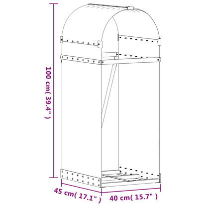 Suporte de lenha 40x45x100 cm aço galvanizado antracite