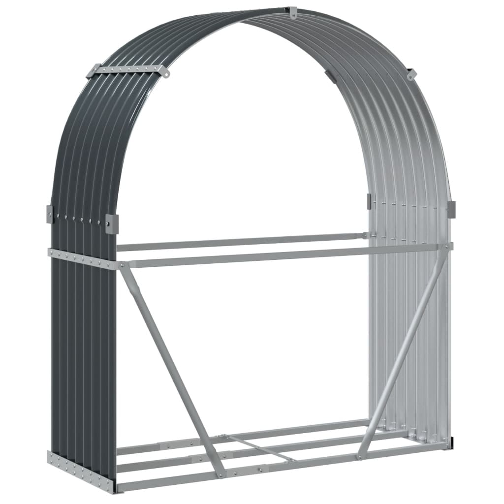 Suporte de lenha 120x45x140 cm aço galvanizado antracite