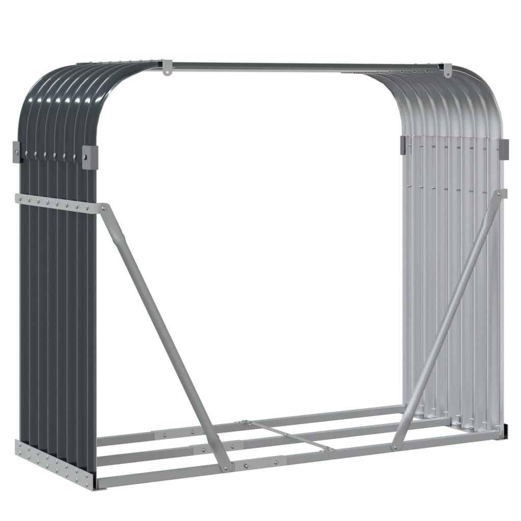 Suporte de lenha 120x45x100 cm aço galvanizado antracite