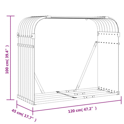 Suporte de lenha 120x45x100 cm aço galvanizado antracite