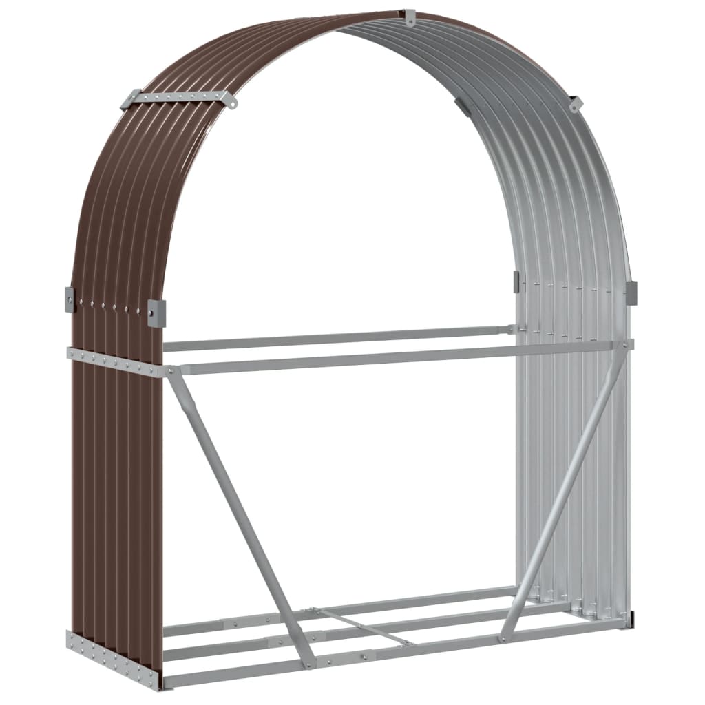 Suporte de lenha 120x45x140 cm aço galvanizado castanho