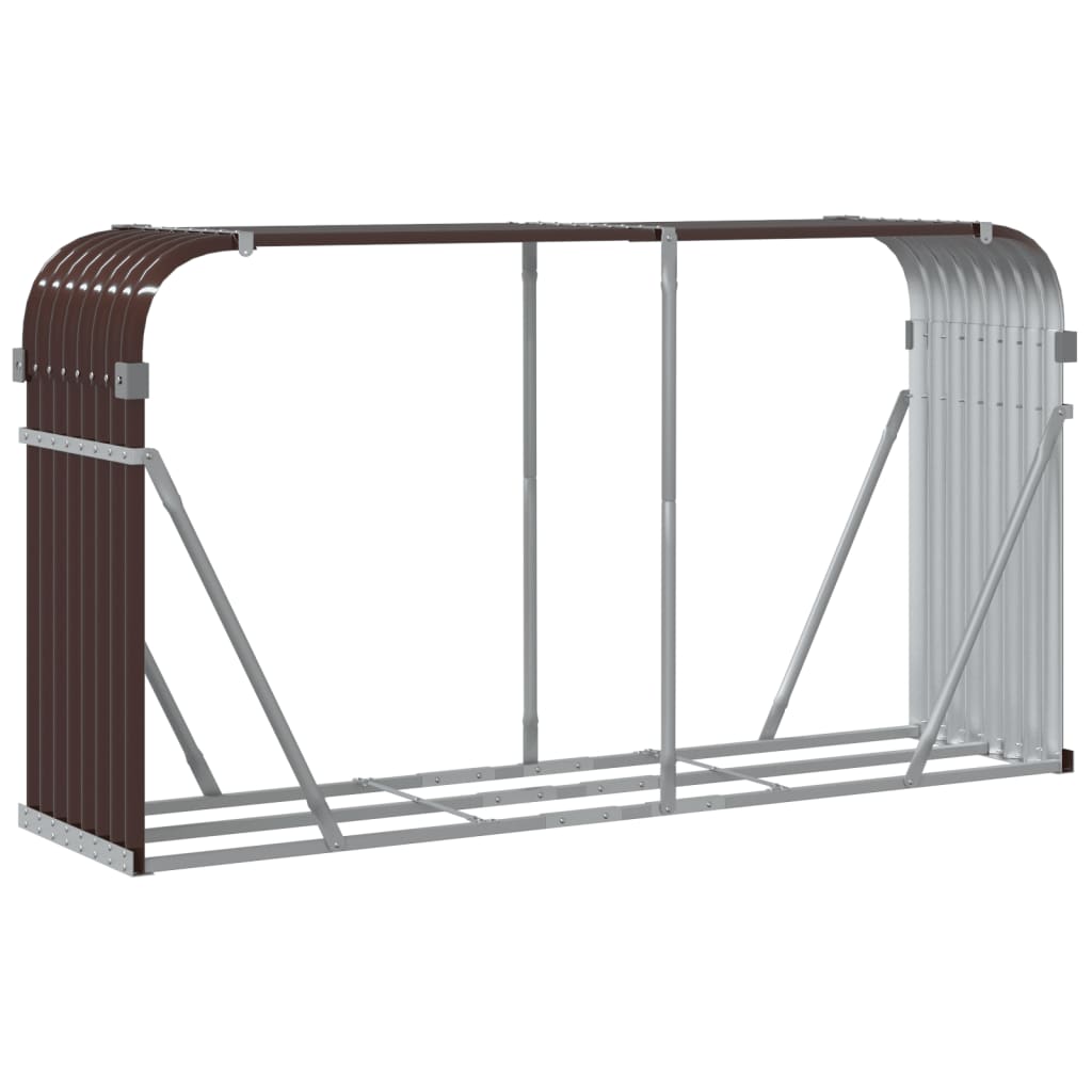 Suporte de lenha 180x45x100 cm aço galvanizado castanho