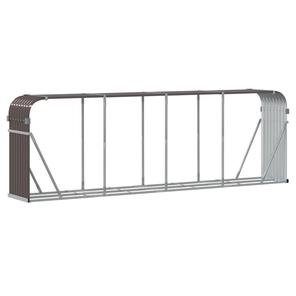 Suporte de lenha 300x45x100 cm aço galvanizado castanho