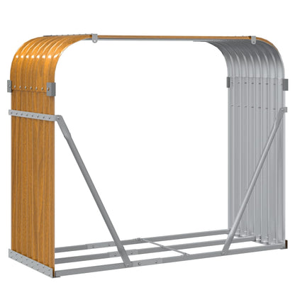 Suporte de lenha 120x45x100 cm aço galvanizado castanho-claro