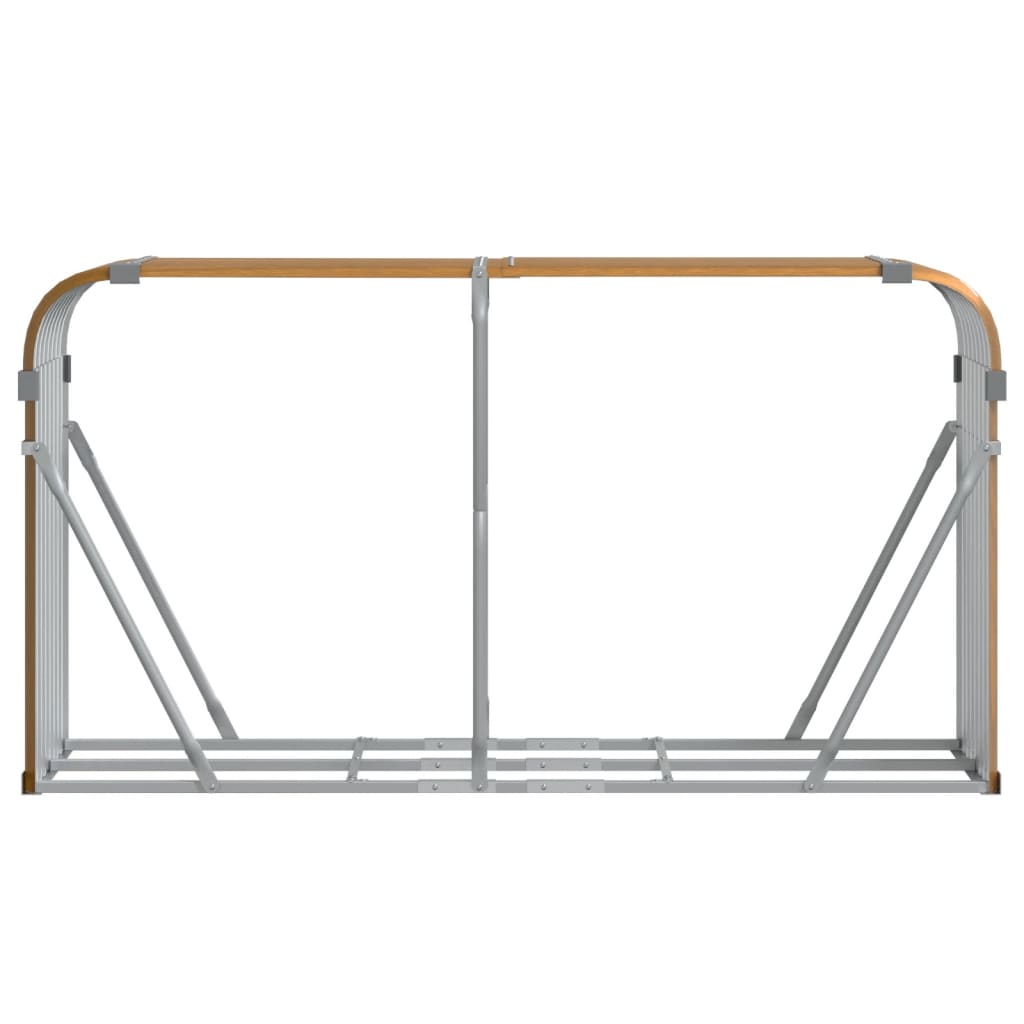 Suporte de lenha 180x45x100 cm aço galvanizado castanho-claro