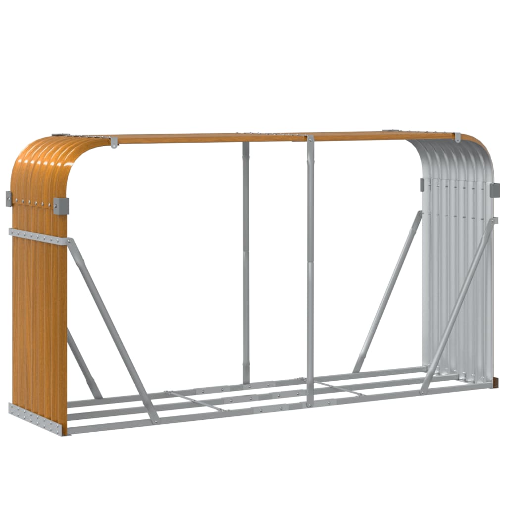 Suporte de lenha 180x45x100 cm aço galvanizado castanho-claro