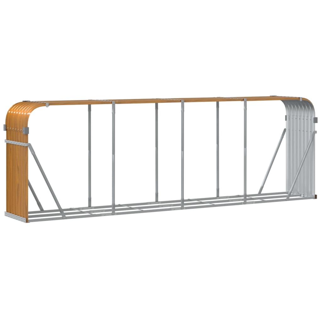 Suporte de lenha 300x45x100 cm aço galvanizado castanho-claro