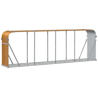 Suporte de lenha 300x45x100 cm aço galvanizado castanho-claro